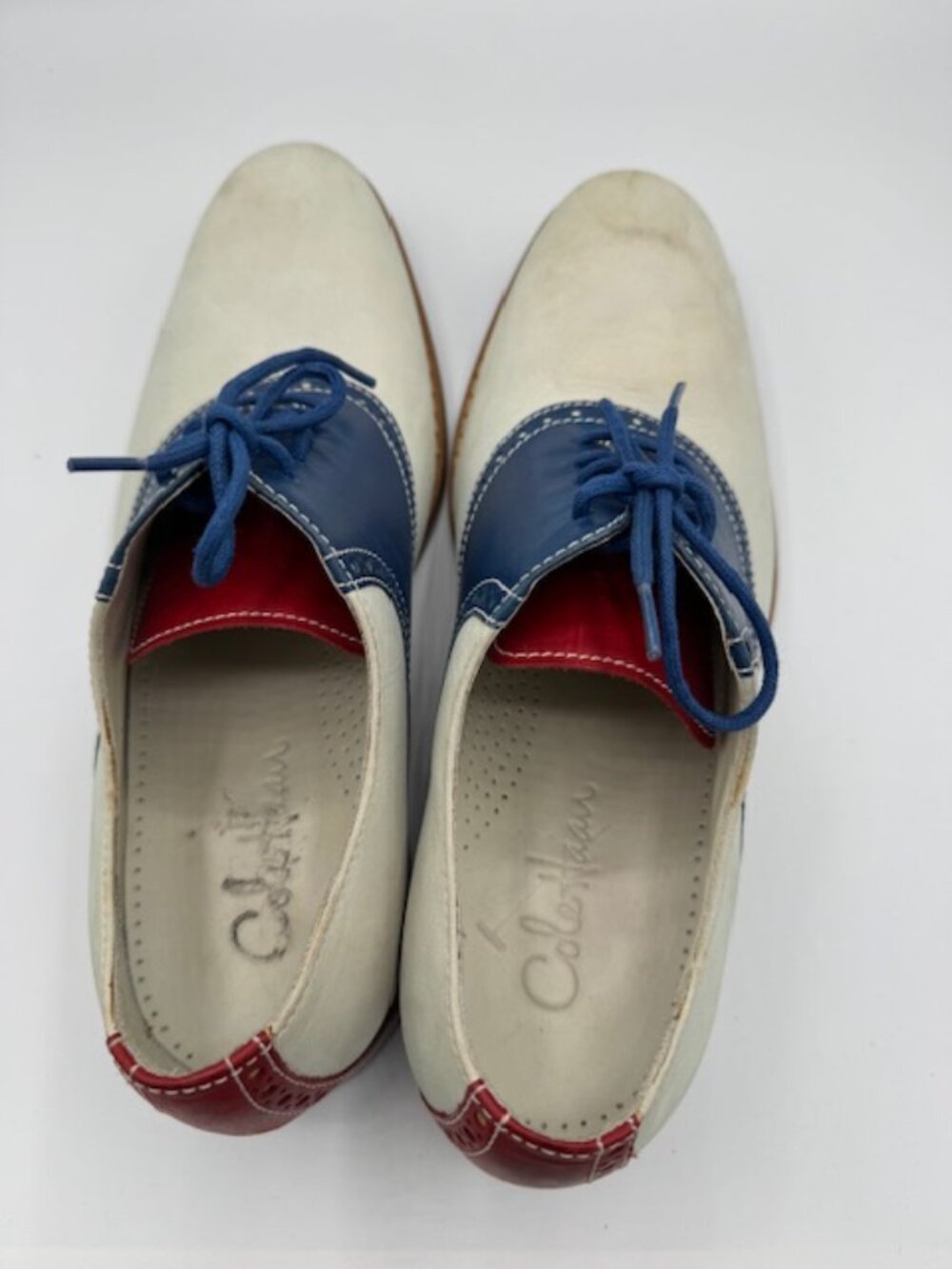 Vintage Cole Haan Air Colton Red, White, Blue Saddle Oxford Shoes Size 9.5M - Picture 5 of 8